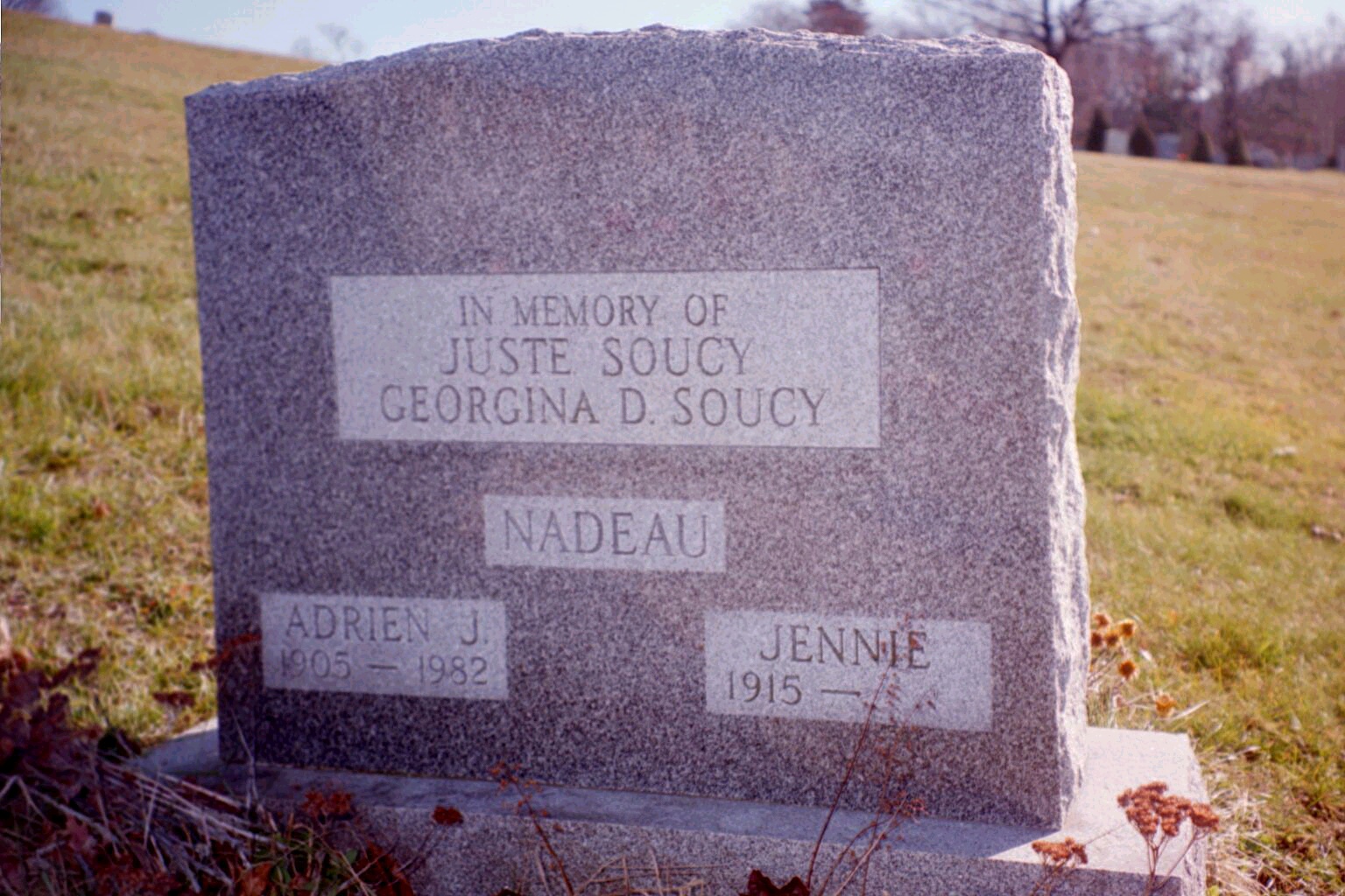Soucy-Nadeau - headstone - Calvary Cemetery, Waterbury, CT, US